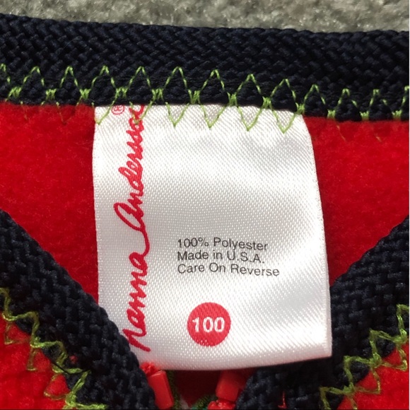 🎉HP🎉HANNA ANDERSSON Red Zip-Up Sweater w/Flower - Picture 3 of 4